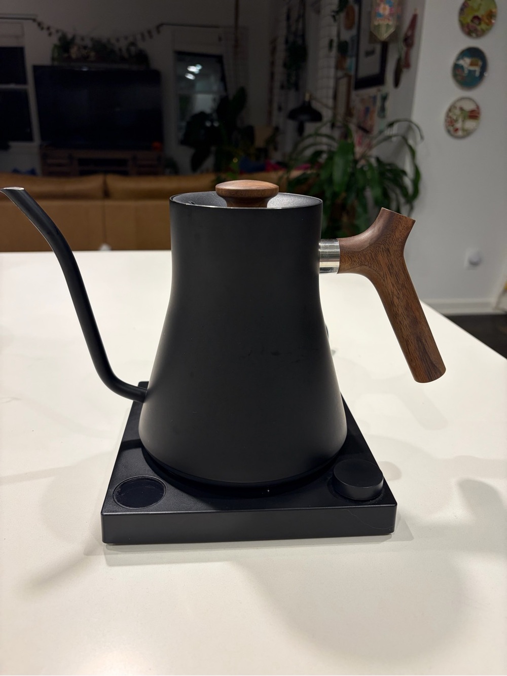 Fellow Matte Black Electric Gooseneck Kettle with Wood Handle